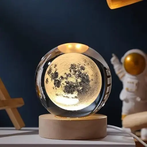 3D Galaxy Crystal Ball Lamp – 16 Color LED with Wooden Base