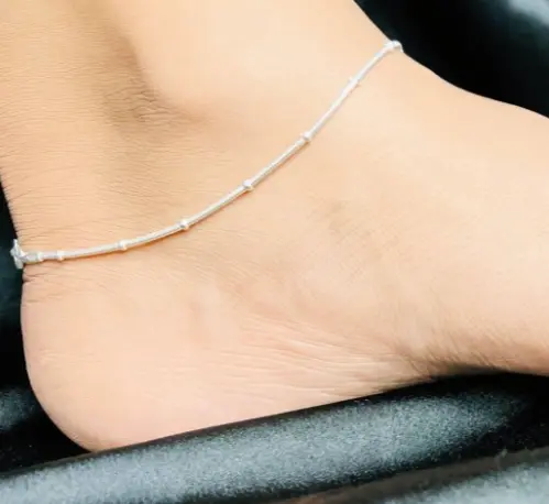 Gagan Handicraft Silver-Plated Chain Anklet – 10.2 Inch