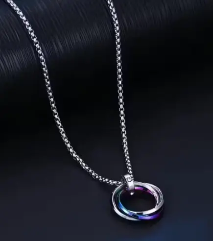 Unisex Rhodium-Plated Pendant with Chain